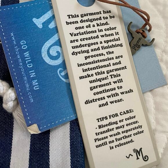 Show Me Your Mumu Blue Berkeley Flare Pants Sz  Medium Bellbottom boho festival - Picture 7 of 11